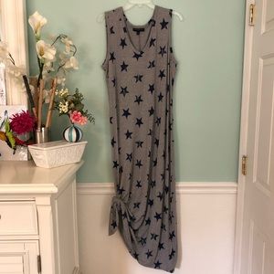 Lane Bryant Gray Blue Star Maxi w/ tie 14/16